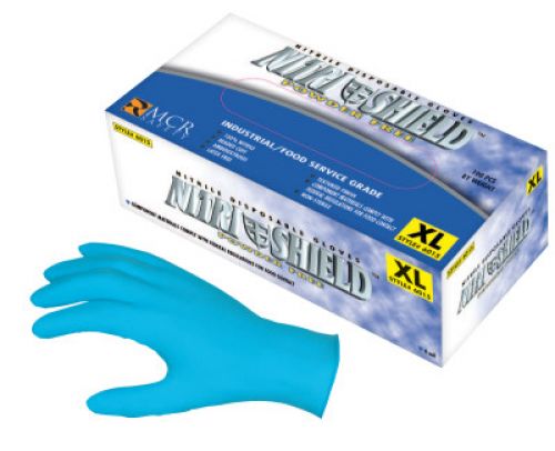 Nitrile Disposable Gloves, NitriShield, Rolled Cuff, Unlined, Large, Blue, 4 mil Thick, Powder Free