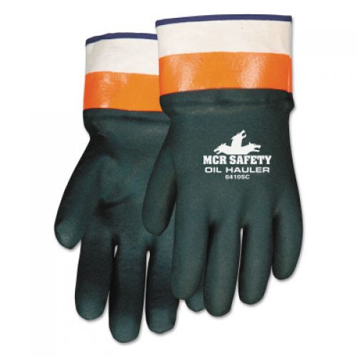 Oil Hauler Premium Double Dip PVC Coated Gloves, Large, Dark Green