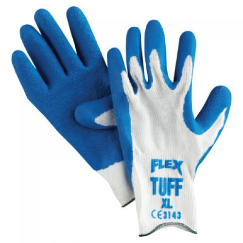 Flex Tuff Latex Dipped Gloves, X-Large, Blue/White