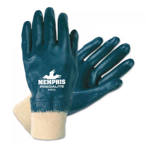 Predalite Nitrile Gloves, Fully Coated, Large, Blue