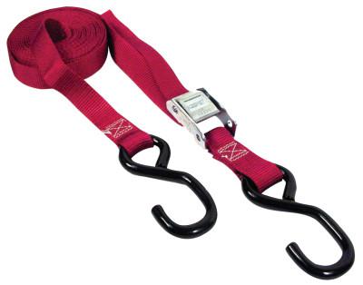 Cambuckle Tie-Down Straps, Steel Hooks, 1 in W, 15 ft L, 1,200 lb Capacity