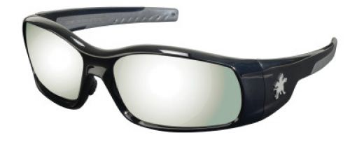 Swagger® SR1 Series Black Safety Glasses with Silver Mirror Lenses Soft Non-Slip Nose Piece and Temples