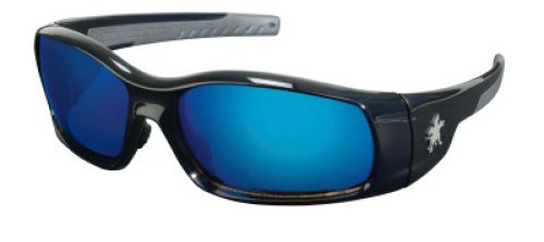 Swagger® SR1 Series Black Safety Glasses with Blue Diamond Mirror Lenses Soft Non-Slip Nose Piece and Temples