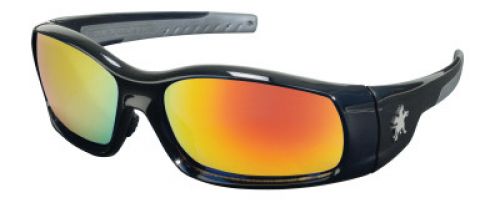 Swagger® SR1 Series Black Safety Glasses with Fire Mirror Lenses Soft Non-Slip Nose Piece and Temples