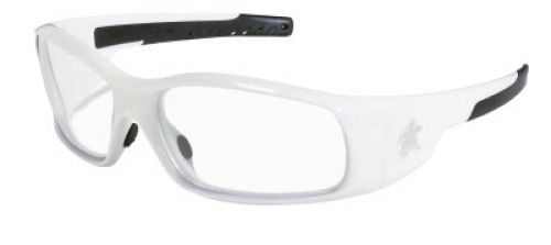 Swagger® SR1 Series White Safety Glasses with Clear Lenses Soft Non-Slip Nose Piece and Temples
