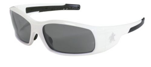 Swagger® SR1 Series White Safety Glasses with Gray Lenses UV-AF® Anti-Fog Coating Soft Non-Slip Nose Piece and Temples
