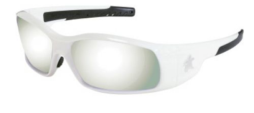 Swagger® SR1 Series White Safety Glasses with Silver Mirror Lenses Soft Non-Slip Nose Piece and Temples