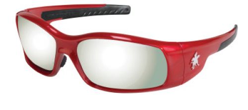 Swagger Safety Glasses, Silver Mirror Lens, Red Frame
