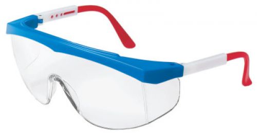 Stratos Spectacles, Clear Lens, Scratch-Resistant, Blue/Red/White Frame, Nylon