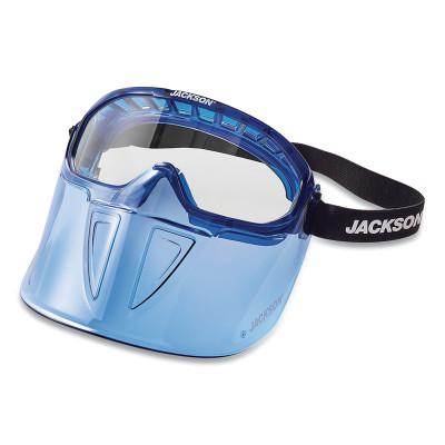 GPL500 Series Premium Goggle with Detachable Face Shield, Blue Frame, AF, Clear