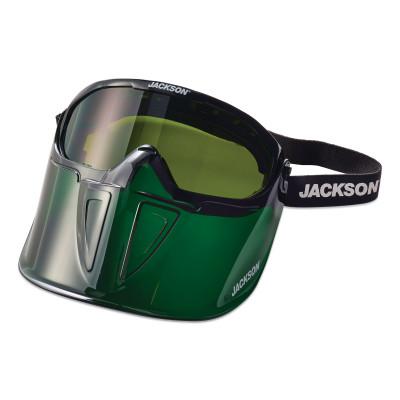 GPL500 Series Premium Goggle with Detachable Face Shield, Green Frame, AF, Shade 3 IR