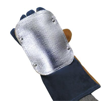 Back Hand Pad, Single Layer, 7 in L, Elastic/High-Temp Kevlar Strap Closure, Silver