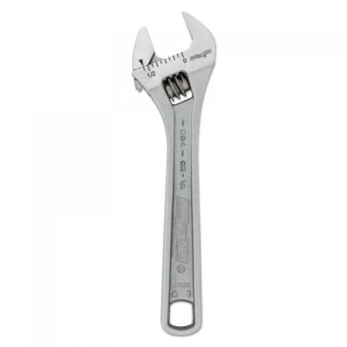 Adjustable Wrench, 4 in Long, .51 in Opening, Chrome, Bulk