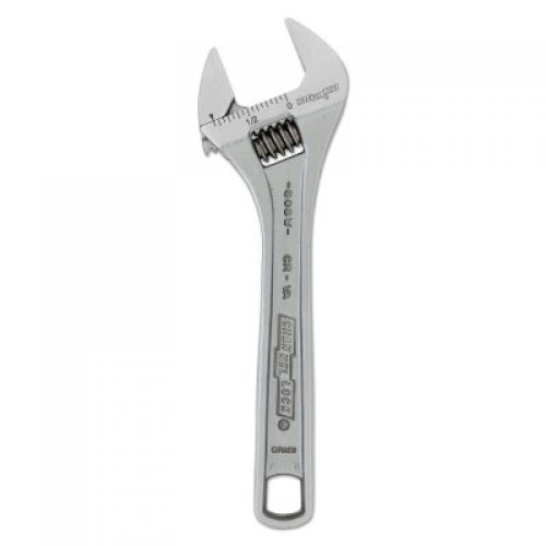 Adjustable Wrench, 6 in Long, 0.938 in Opening, Chrome, Bulk