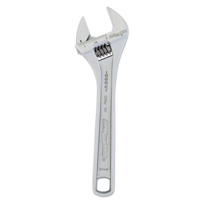 CHANNELLOCK Adjustable Wrench, 8 in Long, 1.18 in Opening, Chrome, Bulk