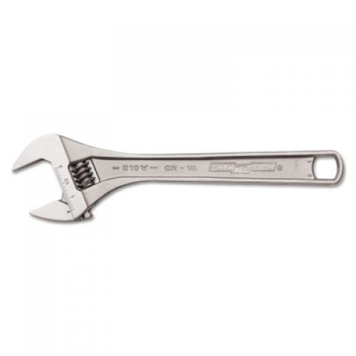 Adjustable Wrench, 10 in Long, 1-3/8 in Opening, Chrome, Bulk