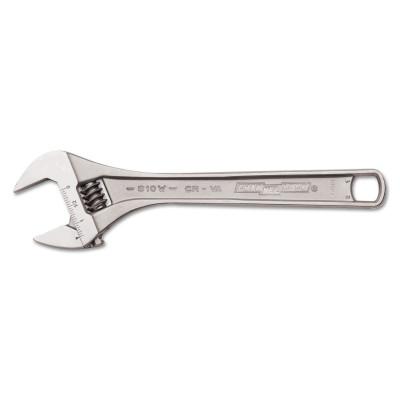 CHANNELLOCK Adjustable Wrench, 10 in Long, 1-3/8 in Opening, Chrome, Bulk