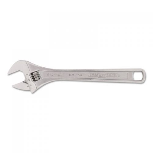 Adjustable Wrench, 12 in Long, 1-1/2 in Opening, Chrome, Bulk