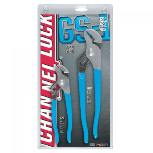 Tongue and Groove Straight Jaw Plier Set, 2 Pc, 6.5 in L and 9.5 in L