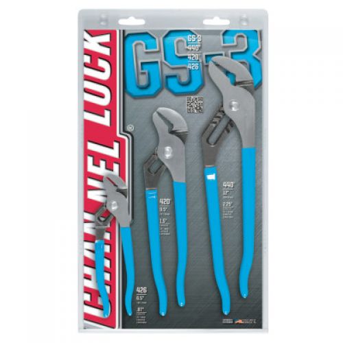 Tongue and Groove Straight Jaw Plier Set, 4 Pc, 4.5 in L, 6.5 in L, 12 in L, 16.5 in L