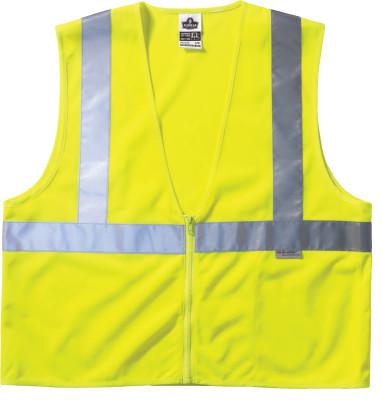 GloWear 8220Z/8225Z Type R Class 2 Standard Hi-Vis Safety Vest, 3.3 oz Polyester Mesh, 4X-Large/5X-Large, Lime
