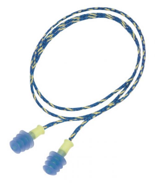 Fusion Multiple-Use Earplug, Thermoplastic Elastomer, Green, Corded
