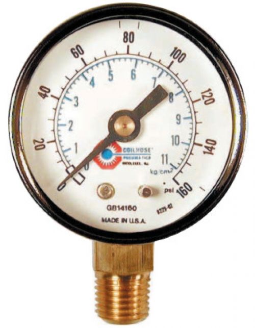 2 in Chrome Plated Gauge, 160 psi (tensile), Chrome, 1/4 in NPT(M)