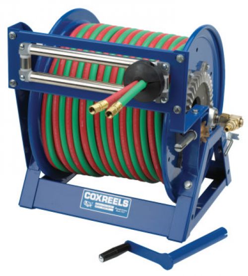 Large Capacity Welding Reel, 3/8 I.D. 2/3 in. O.D. x 100ft, Hand Crank Dual Hose
