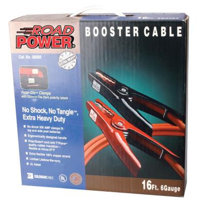 Automotive Booster Cables, 6/1 AWG, 12 ft, Orange