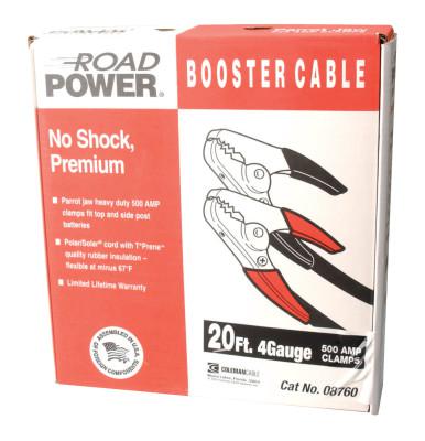 Booster Cables, 4/1 AWG, 20 ft, Black