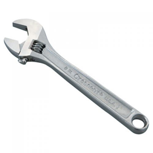 CRESCENT Chrome Adjustable Wrenches, 8 in Long, 1 1/8 in Opening, Chrome