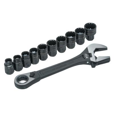 CRESCENT X6 Pass-Thru Adjustable Wrench Set w/Tray, 11 pc, 8 in