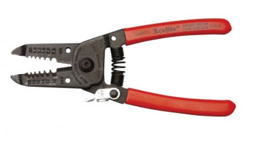 Needle Nose Wire Strippers & Cutters, 6 in, 10-22 AWG, Spring Open/Lock; Red