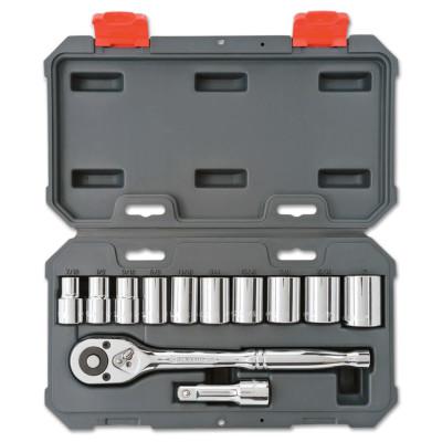 CRESCENT Drive Socket Wrench Sets, 20 Piece, 12 Point, 3/8 in Drive, Metric; SAE