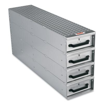 Premium Aluminum Long Stacked Storage Drawers, 9.2 ft³ Capacity, 12 in W x 50 in D x 24 in H, Silver