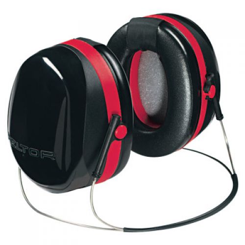 PELTOR Optime 105 Earmuff, 29 dB NRR, Black/Red, Behind the Head