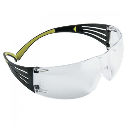 SecureFit™ 400 Series Protective Eyewear, Gray Poly Lens, Anti-Fog, Black/Green Plastic Temples