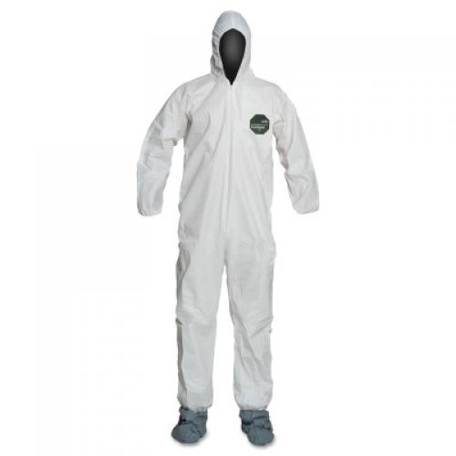 ProShield 50 Hooded Coveralls w/Attached Boots and Elastic Wrists, White, X-Large