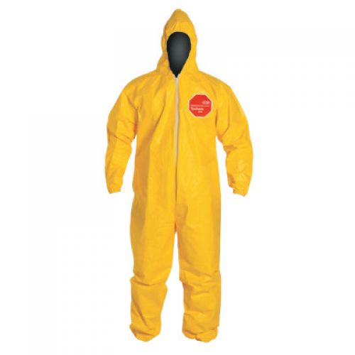 Tychem 2000 Coveralls with Attached Hood, Serged Seams, Yellow, 3X-Large
