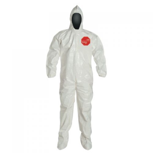 Tychem SL Coveralls with attached Hood and Socks, White, 4X-Large