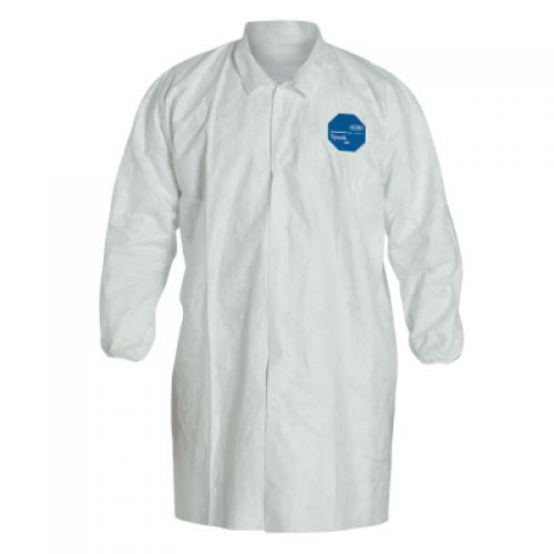 Tyvek Lab Coats No Pockets Knee Length, Medium, White