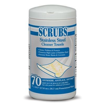 SCRUBS Stainless Steel Cleaner Towels, 9 3/4 x 10 1/2, 70 Wipes/Pack