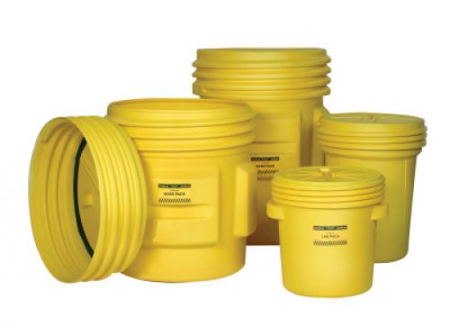 Lab Pack/Open Head Barrel Drum, High-Density Polyethylene, 30 gal, Plastic Lever-Lock, Yellow