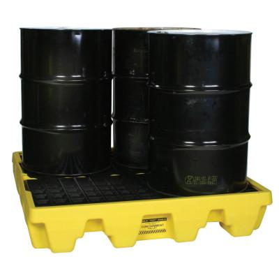 Spill Containment Pallets, Yellow, 8,000 lbs, 66 gal, 51 1/2 in x 51 1/ ...