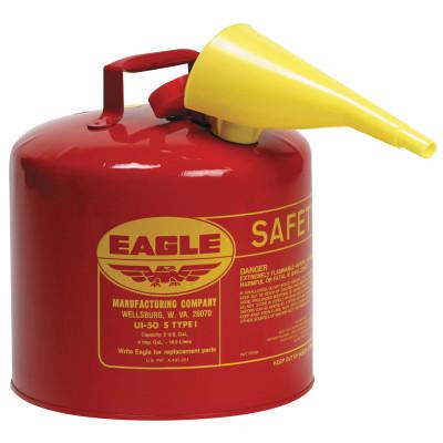 EAGLE MFG Type l Safety Cans, Gas, 5 gal, Red, Funnel
