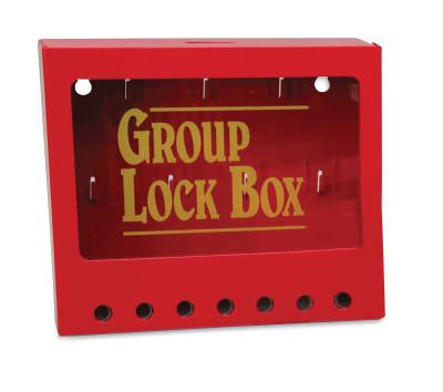 Metal Wall Mounted Group Lockout Box, Red, 7 Max Number of Padlocks, 7 in x 8 in