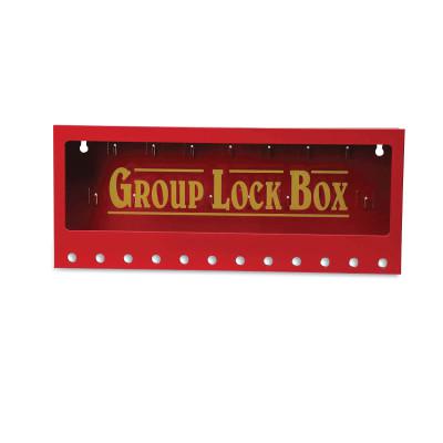 Metal Wall Mounted Group Lockout Box, Red, 12 Max Number of Padlocks, 7 in x 16.75 in