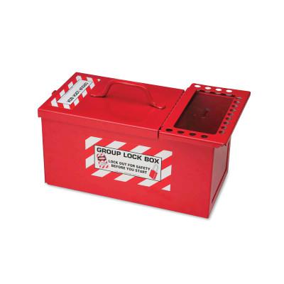 Combined Storage Group Lockout Box, Red, 50 Max Number of Padlocks, 12.5 in x 7.5 in