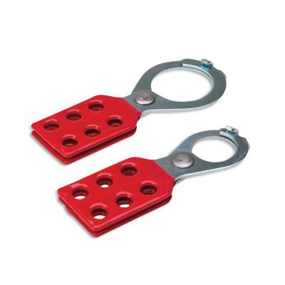 Steel Group Lockout Hasp with Tabs, 4.372 in H x 1.575 in W, 0.984 in Jaw Size, Red