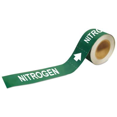 Pipe Markers-To-Go, Nitrogen, White on Green Plastic, 3 in x 8 in